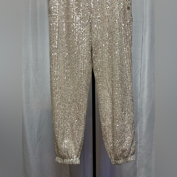 LOFT Sequin Jogger Pant Silver NWOT | size Small - Picture 3 of 12